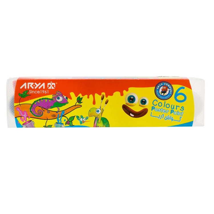 گواش 6 رنگ پیوسته آریا مناسب نقاشی کودک و بزرگسال