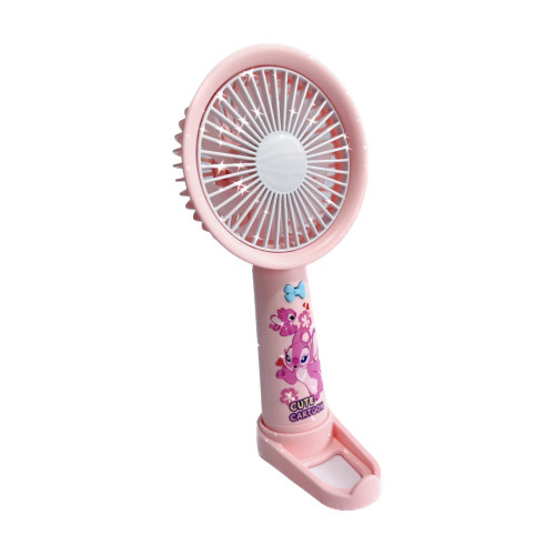 فن دستی شارژی طرح استیج با سه سرعت، پایه هولدر موبایل، کابل شارژ Type-C و طراحی فانتزی مناسب استفاده روزمره، مدرسه، سفر و محل کار.