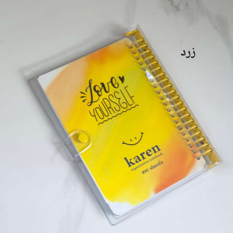 دفتر کلاسوری شفاف A5 طرحدار با قفل فلزی و 100 برگ